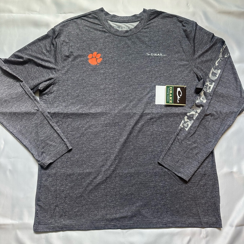 Drake Heather Gray Long Sleeve performance Tee Mens large
